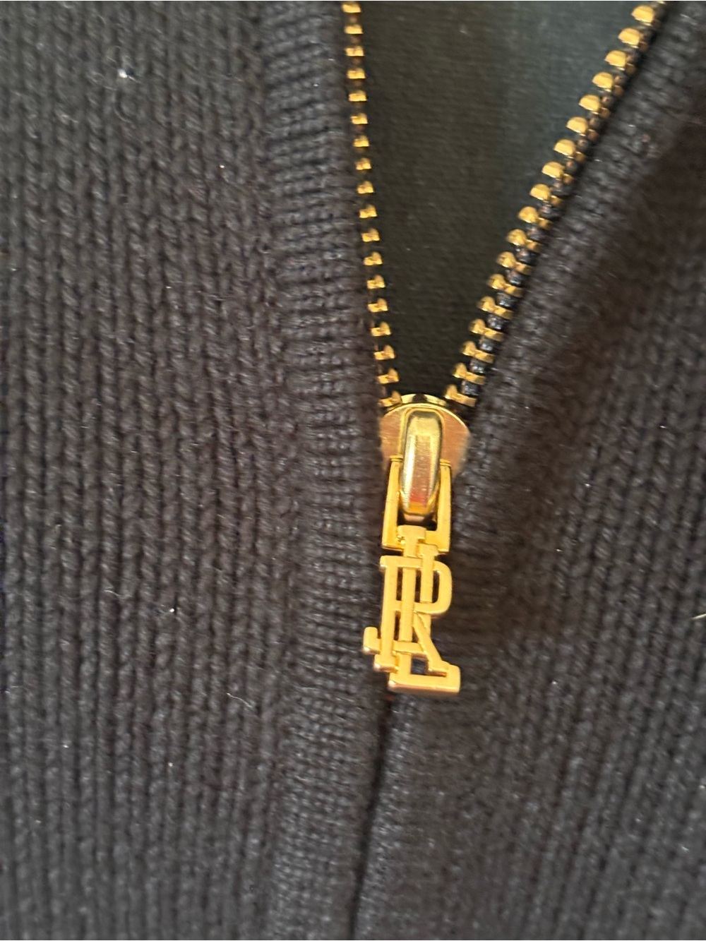 Lauren by Ralph Lauren Black Zip up Hoodie Sweater with Gold Crest 1X - Picture 3 of 10